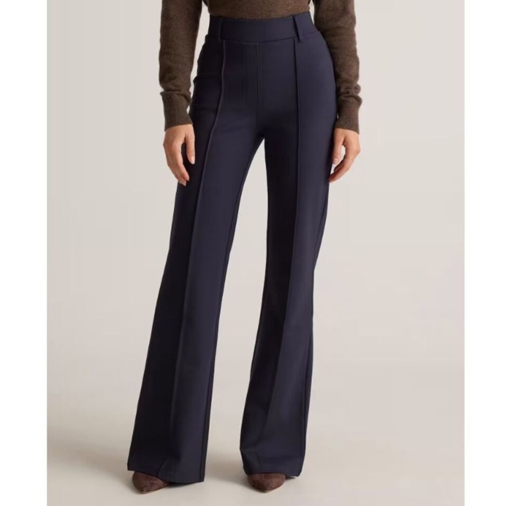 Quince Navy Boot-Cut Flare Pants